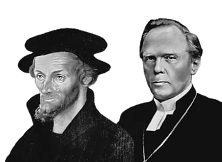 Schwarz-weiß Portrait Philipp Melanchthon und Nathan Söderblom