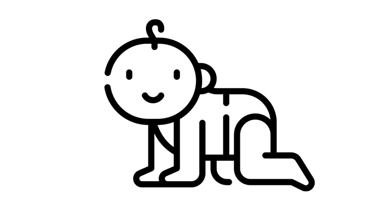 Piktogramm: krabbelndes Kleinkind
