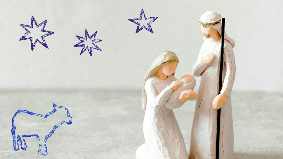 Geschnitzte und gestempelte Krippenfiguren