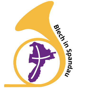 Logo Blech in Spandau, Kirchenkreisumriss mit stilisiertem Horn